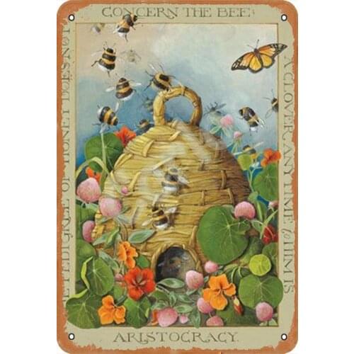 Carlor Concern The Bee Bee Insect Chic Vintage Wall Decor Metal Tin Sign 12 X 8 Inches