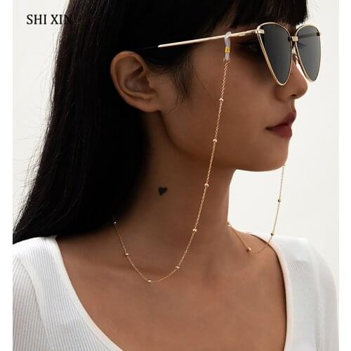 SHIXIN Simple Small Beads Landyard Neck Chain for Glasses Holder Trendy Sunglasses Chains Cord Lace Glasses Jewelry 2021 Fashion
