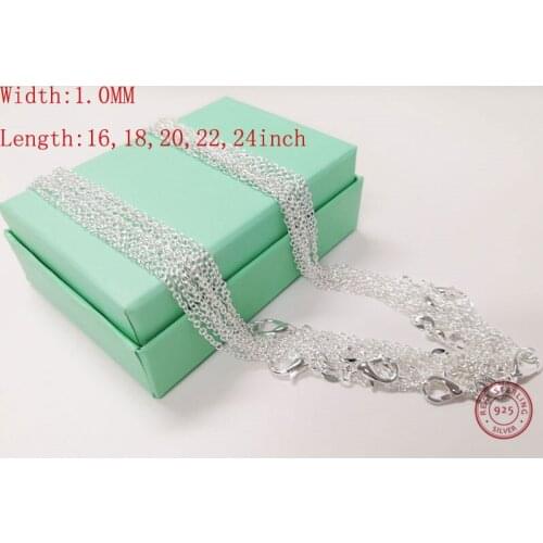 5PCS wholesale Genuine Silver Plated Chains Necklace for Women Men Jewelry fashion pendant necklace 16,18,20,22,24 inch