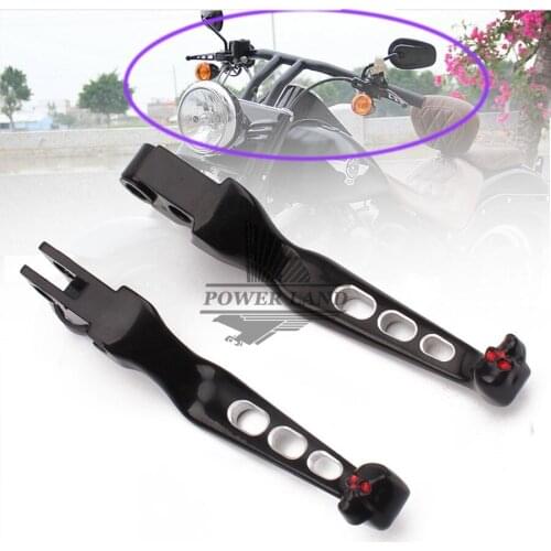 Black Aluminum Skull Brake Clutch Hollow Out Handlebar Lever 2pcs For Harley Sportster Softail Night Train Fatboy Electra Glide