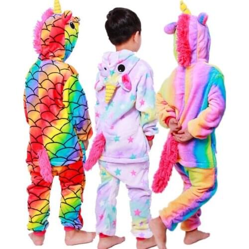 Little kids spring winter homewear 1-9T baby girl boys soft comfortable flanner sleepwear cartoon unicorn cute pajamas Bodysuit