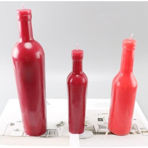 Red Wine Bottle Acrylic Candle Mold Supplies DIY Rib Clay Party Aromatherapy Plastic Scented Candle Mould