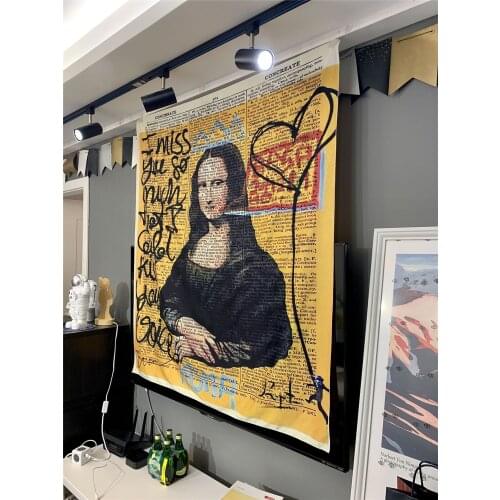 Van Gogh Mona Lisa Tapestry Wall Hanging Bohemian Beach Mat Blanket Yoga Mat Home Bedroom Art Carpet Decoration Mural tapiz