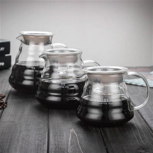Carafe Drip Coffee Pot 360ml 600ml 800ml V60 Pour Over Glass Range Coffee Server Coffee Kettle Brewer Barista Percolator Clear