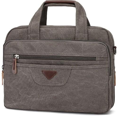 Canvas 17.3-inch laptop bag Multifunctional horizontal Interior Slot Pocket business handbag Normcore/Minimalist Business
