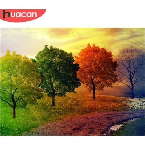 HUACAN Diamond Painting With Square Stones Tree Diamond Embroidery Full Display Plant Home Decoration Mosaic Picture