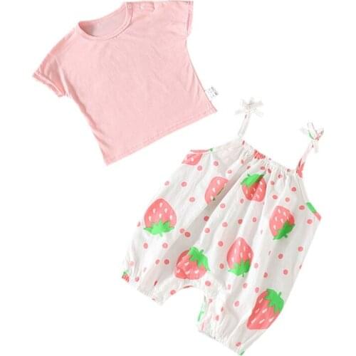 New New Baby Girl Clothing Set Summer Cotton T Shirt + Sling Shorts Infant Clothes Romper Jumpsuit