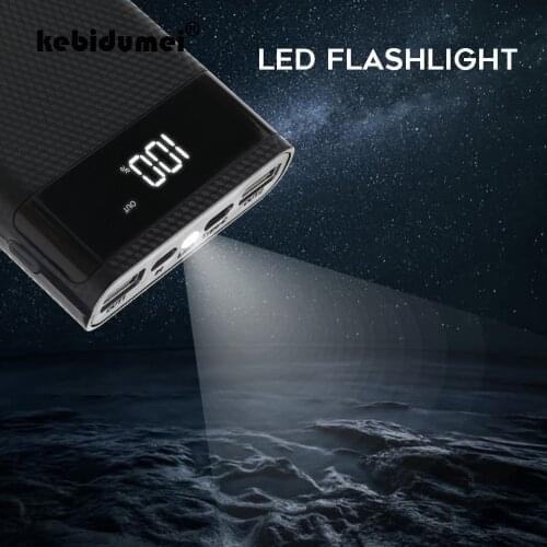 15000mAh Battery Storage Box Dual USB Type C Power Bank Case DIY 4x18650 Mobile Phone with Smart LED display QC 3.0 Fast Charge