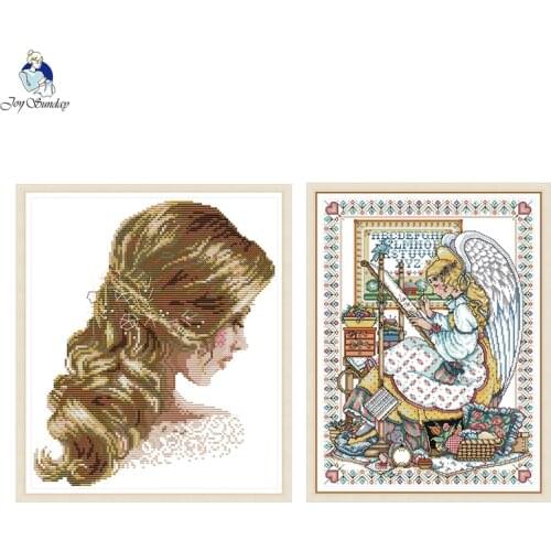 Beautiful Hair and Angel Embroider Counted DIY Hand Made Cross Stitch DMC Printed Cloth for Embroidery Home Decor Needlework