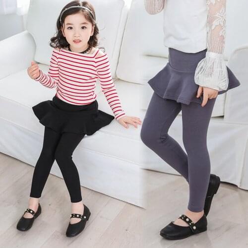 Girls Skirt-Leggings Kids Spring Autumn Leggings Childrens Girls Trousers Cotton Pants for 3-10 Year Child Sport Skirt-Pants