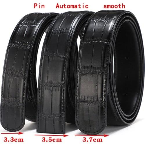 Deepeel 1pc 3.3cm-3.7cm*105-150cm Mens Pin Buckles Automatic Smooth Buckle Belt Body Crocodile Pattern Headless Belts YK723