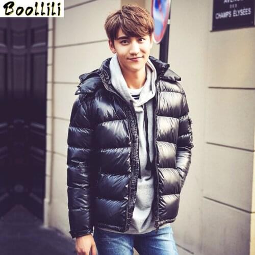 Boollili Mens 90% White Duck Down Jacket Hooded Winter Jacket for Men Thick Short Puffer Coat Man Parka Casaco Masculino