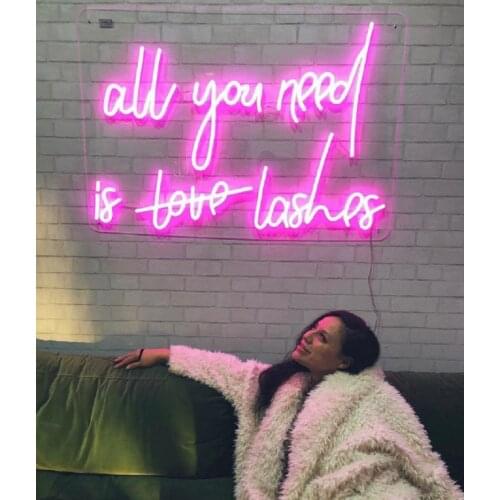 Custom All you need is love lashes Neon Sign Light LED Letters Wall Signs Home Decor Board Party Wedding Background Decoration