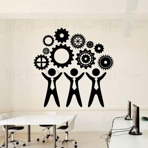 Teamwork Set Vinyl Decal Gear Pattern Wall Stickers Art Office Motivation Wall Murals Co-worker Teamwork Poster AC614