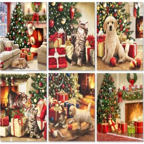 GATYZTORY Christmas Decor DIY Painting By Numbers Package Acrylic Paints On Canvas Painting Decorative Handicraft Crafts