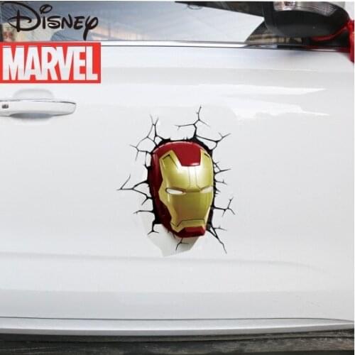 Marvel Iron Man Head Car Motorcycle Sticker 3D Stereo Simulation Crack Car Sticker Iron Man Hand Sticker Home Decoration Sticker