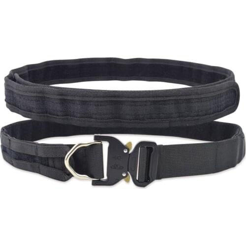 Nylon Tactical Double Belt Men Outdoor Training Belts Aluminum Alloy Military Buckle Belt Climbing Working Hunting Black Belt
