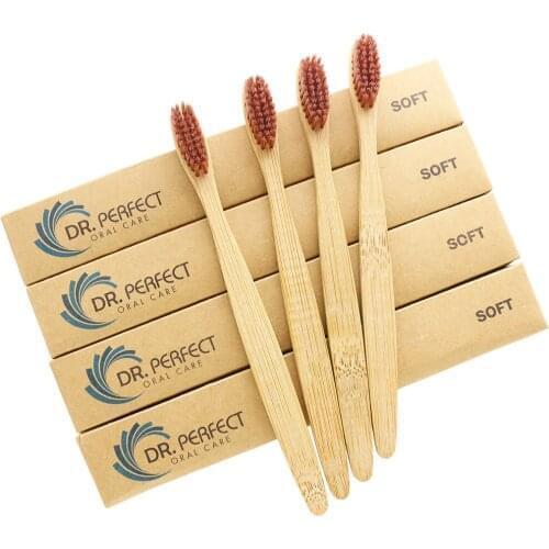 OEM Print Logo Box DR.PERFECT 1000 Pieces/lot Natural Bamboo Handl Care Soft Bristle Eco friendly wooden Bamboo Toothbrush E