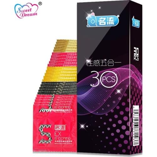 Personage Sexy 5 In 1 Sex Condoms 30 Pcs/Lot Natural Latex Condoms for Men Lubricated Contraception Sex Toy Sex Products LF-019