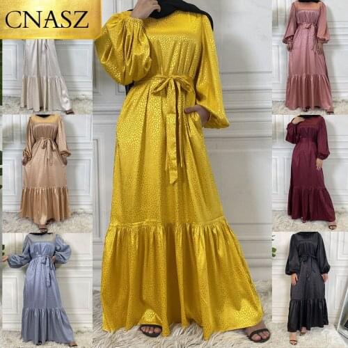 New Turkey Modanisa Indonesia Mini Dress Islamic Female Abaya Kimono African Dress Styles With Chiffon Muslim Polka Dot Clothing