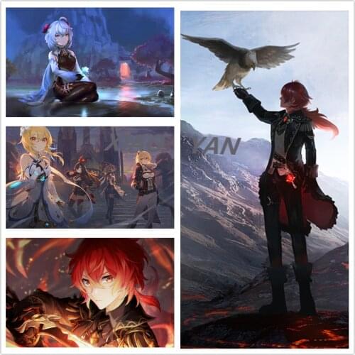 Full Diamond Embroidery Genshin Impact Animation Poster Diamond Painting DIY Diamond Mosaic Cross Stitch Kits for Home Decor