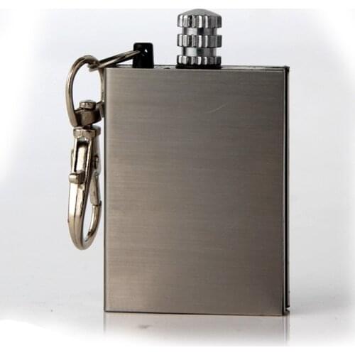 Portable Emergency Fire Starter Flint Match Lighter Outdoor Hiking Survival Useful Silver NO OIL W7449