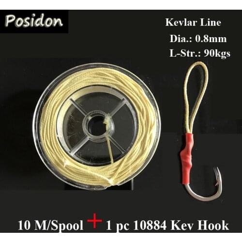 Posidon 10M/Spool 0.8MM90Kgs Assist Fish Hooks Kevlar Fishing Line Assistant Hooks Kevlar Line Braided Kevlar Line High Stronger