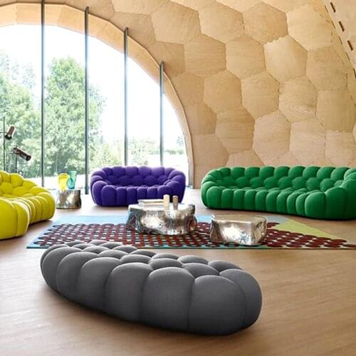 Luxury high quality living room furniture lounge sofa sets Italian modern fabric velvet sofa france roche bobois bubble sofa