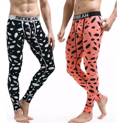 SEOBEAN New Mens sexy cotton Hip Long johns Plus size long Warm Pants Male Thermal Underpants Men Slim leggings