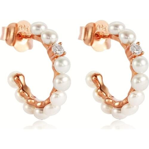 Laya 925 Sterling Silver C Arc Natural Pearl Drop Earrings For Womens Parties Wedding Fashion Elegant Jewelry Gift 2021 Trend