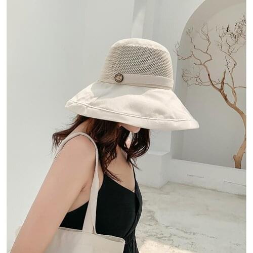 Sun Hat Flat Visor Fisherman Hat Wide Brim UV Protection Skin Friendly Women Bucket Hats for Daily Life Summer Hat Bucket Cap