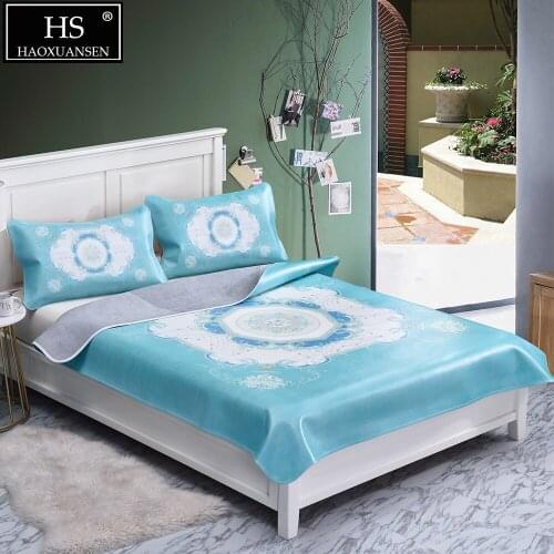 SkyBlue Floral pattern Cowhide mat 3 PCS Full grain leather mat Air conditioner mat thick 3.8 MM Size Can be customized