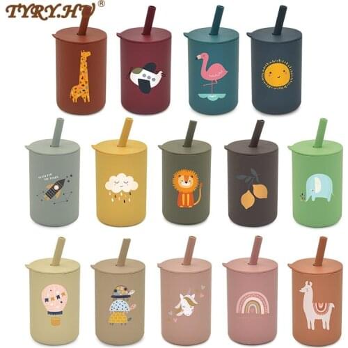 TYRY.HU Colorful Baby Silicone Water Cup Feeding Cup Food Grade Silicone Baby With Silicone Sippy Leakproof Cup BPA Free