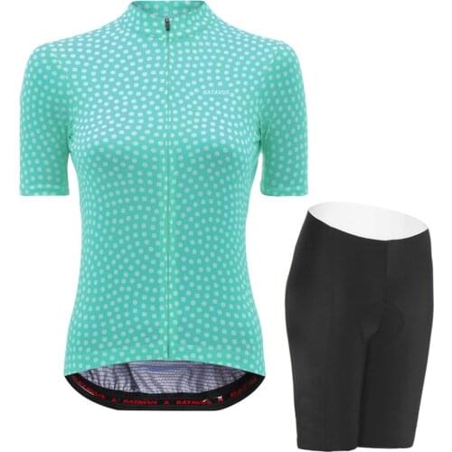 NWE Womens Light Blue Cycling Jerseys Short Sleeve Sets Dots Pattern BIke Clothing Bicycle Wear Gel Pad