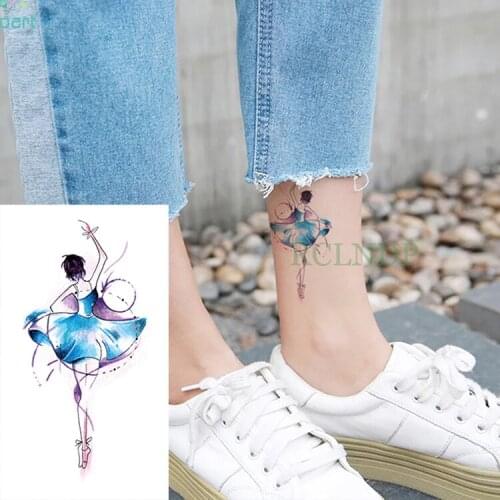 Waterproof Temporary Tattoo Sticker Ballet girl Tatto Flash Tatoo Fake Tattoos Tatouage Wrist foot hand For Girl Men Women kids