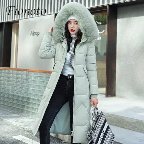 Plus Size X-long Winter Jacket Women 2021 Hooded Solid Casual Womens Coat With Fur Collar Solid Thick Overcoat Female