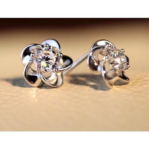 Plum Shape 925 Sterling Silver Zircon Stud Earrings For Women Heart & Arrows Cut Cubic Zirconia Brincos Pendientes LS506018