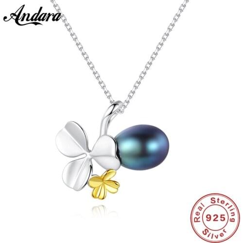 2019 New 925 Sterling Silver Necklace Fashion Pearl Necklace Female Four-Leaf Clover Necklace Wholesale