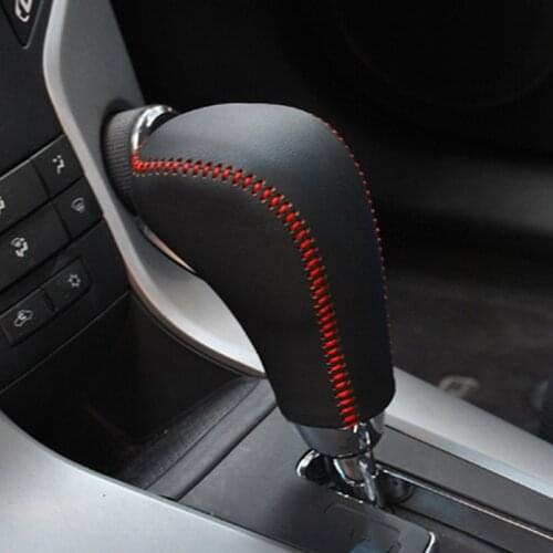 1 Piece Black Leather Car Gear Head Shift Knob Protection Cover Case For Chevrolet Chevy Cruze 2009 - 2014 Accessories