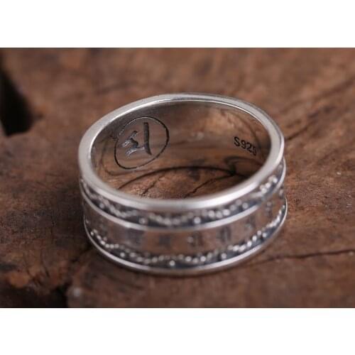 100%S925 Sterling Silver Jewelry Vintage Thai Silver Fashion Mens and Womens Motif Buddha Ring