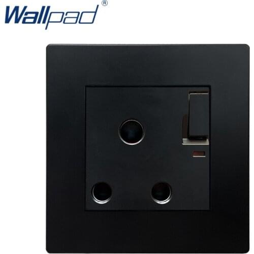 15A Socket With On Off Switch Black Wallpad Luxury Wall Power Electrical Outlet Sockets PC Panel