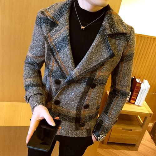 2021 Plush Long-sleeved Mens Winter Denim Cotton Jacket Lamb Wool Korean Fashion Style CropTop Thick Outware Coat For Young Men