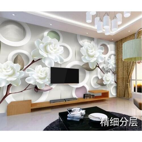 Custom 3D murals,Simple modern white peony papel de parede,hotel restaurant living room sofa TV bedroom modern wallpaper design