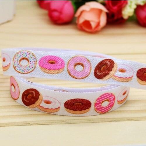 5/8'' Free shipping Fold Elastic FOE cupcake printed headband headwear hairband diy decoration wholesale OEM P5292