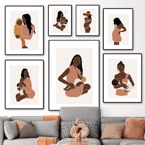 DIY 5D Diamond Painting Full Round Black Girl Pregnant Mother Kids Wall Art Pictures Mosaic Diamond Embroidery Home Decor Gift