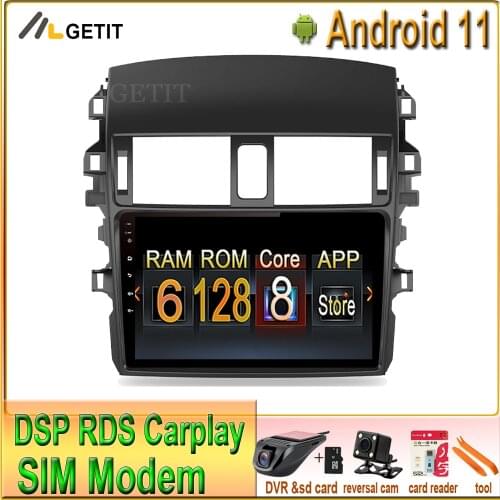 6+128G Android 11 For Toyota Corolla 10 E140 E150 2006 - 2013 Car Radio Multimedia Video Player Navigation GPS No 2din 2 din