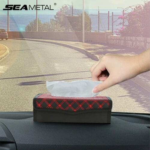 Car Tissue Holder PU Leather Dashboard/Armrest Tissue Box Foldable Napkin Holder for Auto/Office/Home Car Interior Accessories