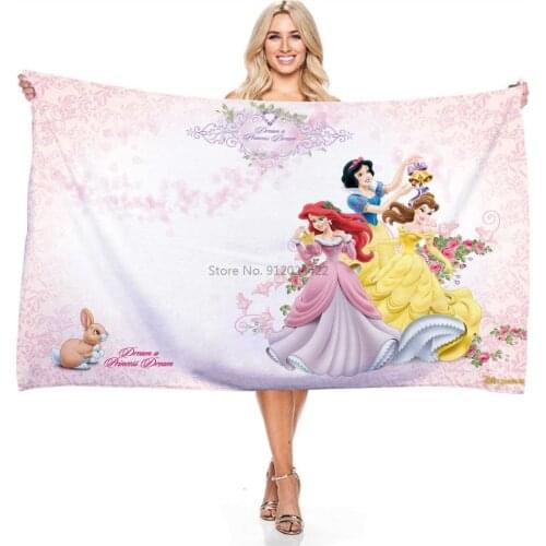Lovely Disney Princess Snow White Ariel Towel for Women Girls Kids Fashion Microfiber Bath Towel Travel Vacation Game Peripheral