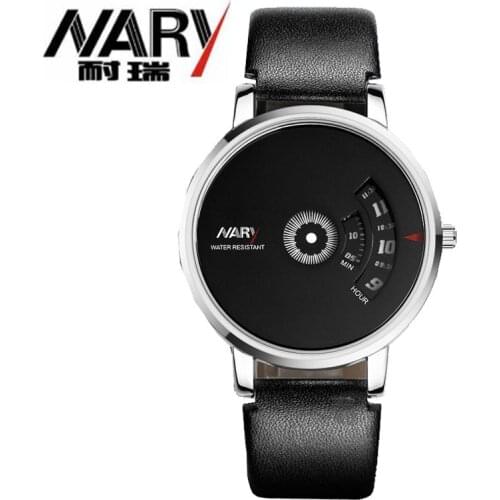 Nary Luxury Brand Watch Fashion Creative Turntable Dial Watches Mens Quartz Watches Leather Watch horloge heren reloj hombre