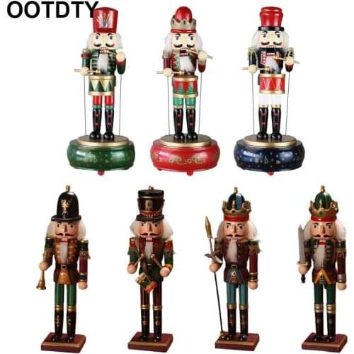 Wooden Nutcracker Soldier Doll Music Box Kids Toy Handicrafts Home Desktop Decoration Xmas Christmas